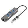 GXMRHWY USB-A/USB-C to 3 Port USB3.0 Ethernet Adapter view 1
