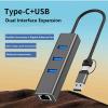 GXMRHWY USB-A/USB-C to 3 Port USB3.0 Ethernet Adapter view 2