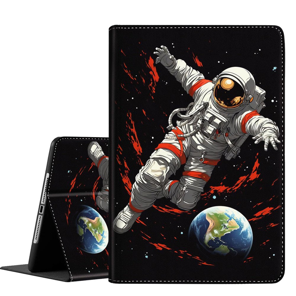 FDHHKJUKO Case for iPad (A16) 11th Gen 11 Inch (2025), for iPad 10th Gen 10.9 Inch (2022), Slim Folding Stand Cover with Auto Wake/Sleep, Astronaut Earth