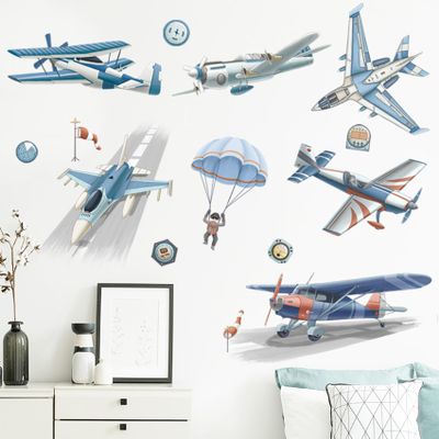 Airplane Wall Decals Airplanes for Kids Airplane Art Space Decor for Boys Room Airplane Wallpaper - Plane Baby Nursery Wall Dcor