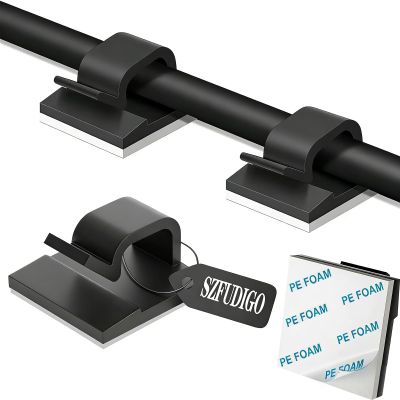SZFUDIGO Adhesive Cable Management Wire Clips(Black 50 Pcs),Wires Clips Holders for Cords on wall,Outdoor Cable Clips,Suitable for Under Tables, Cars, Walls, televisions, Christmas Lights