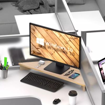 BBHW Corner Monitor Stand Large Triangle Shelf for Computer, Space Saving Corner Monitor Riser, Sturdy Desktop Storage Laptop Stand Screen Elevator, Easy Assembly (Color : Natural Wood)