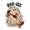 3.25" Boo-Jee Boujee Funny Ghost Halloween Spooky Cute Kawaii Ghost Halloween Spooky October Laminated Sticker Decal gift perfect for laptop, kindle, pc, tumbler, tablet and more view 1