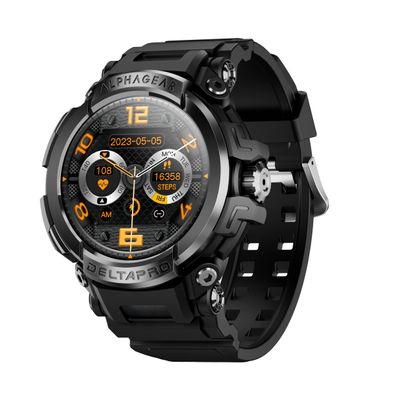 ALPHAGEAR Delta PRO Smartwatch for iPhone & Android, Rugged Smart Watch (Answer/Make Call), Wellness Tracker with 1.58" AMOLED Screen, 10-14 Days Battery, 5 ATM (2xScreen Protector Included)
