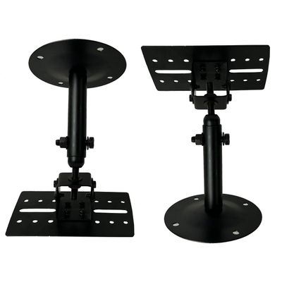 (2) PA Speaker Wall - Ceiling Mount Stand - Black Speaker Mounting Bracket w/ Adjustable Swivel Tilt, Retractable Telescopic Arm - Home Surround Sound System Bookshelf Satellite Speakers SWSB-001