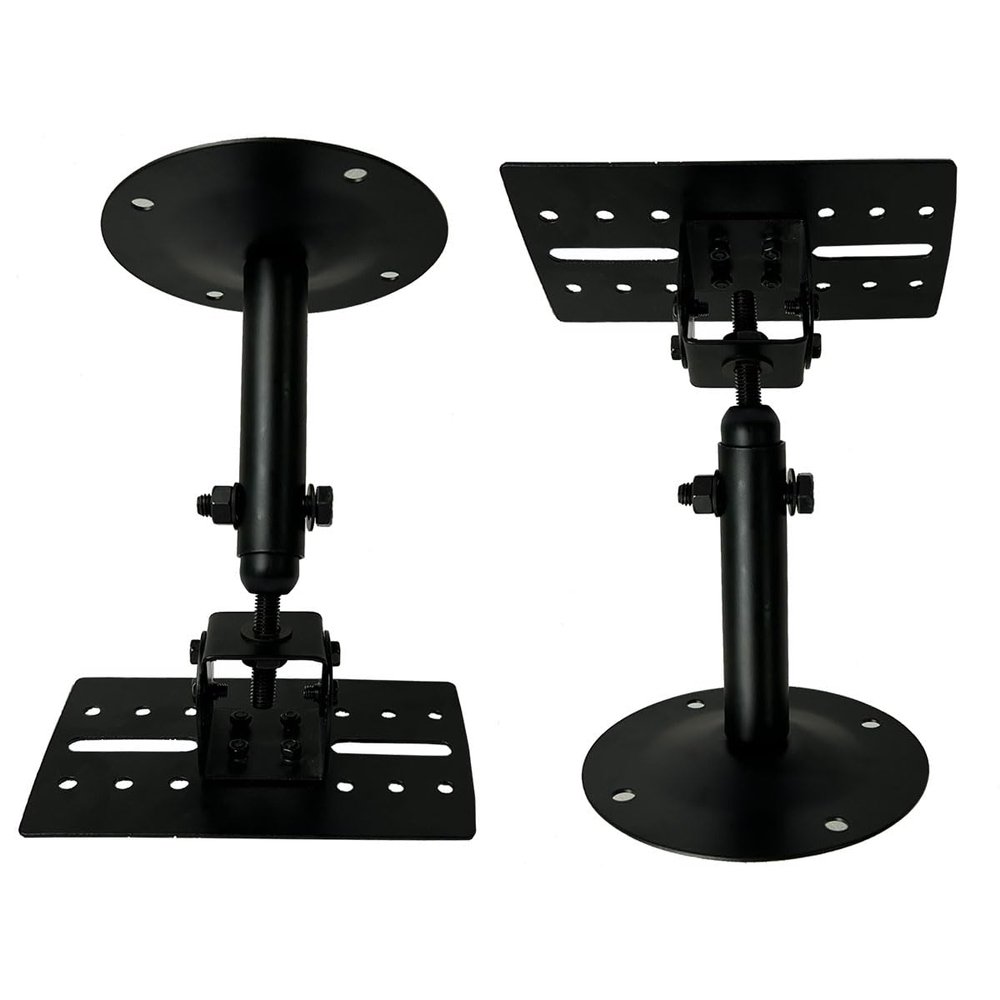 (2) PA Speaker Wall - Ceiling Mount Stand - Black Speaker Mounting Bracket w/ Adjustable Swivel Tilt, Retractable Telescopic Arm - Home Surround Sound System Bookshelf Satellite Speakers SWSB-001