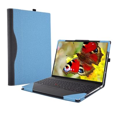 Forubar Laptop Case Cover for Lenovo ThinkPad E16 Gen 1 2023 16 inch [Do Check Model] Notebook Sleeve Computer Bag Protective PU Leather Shell with Pen Holder Accessories (Light Blue)