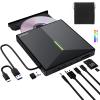 ORIGBELIE External CD DVD Drive with 4 USB Ports and 2 TF/SD Card Slots, USB 3.0 Portable CD/DVD Disk Drive Player Burner Reader Writer for Laptop MacBook Desktop PC Windows 11/10/8/7 Linux Mac OS view 1