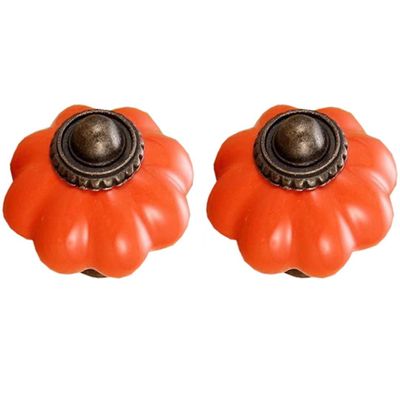 Ceramic Door Knobs,Ceramic Cabinet Knobs, 2 pcs Ceramic Handle Pull Knobs for Child Cabinets Cute knob, Retro Kitchen Drawer Cabinet Door Handle Kitchen Cabinet Hardware Knobs (Color : Tangerine)