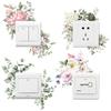 4 PCS Removable Fresh Plants Flower Switch Stickers Peony Rose Leaf Light Switch Decal Socket Decor Light Switch Cover for Kids Girls Bedroom Living Room Nursery Bathroom (A) view 1