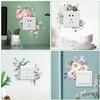 4 PCS Removable Fresh Plants Flower Switch Stickers Peony Rose Leaf Light Switch Decal Socket Decor Light Switch Cover for Kids Girls Bedroom Living Room Nursery Bathroom (A) view 3