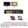 CKLau 2 Port MST KVM Switch Displayport 2 Computers 2 Monitors (1 DP in, 2 DP Out) 4K60Hz 2K144Hz with Audio, Microphone, Cables, and Hub Supports Hot Key Switching Suit for Laptop Use Dual Monitors view 4