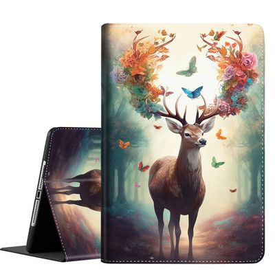 Case for iPad Air 4th / 5th Generation 10.9" 2020/2022, iPad Pro 11(2022/2020/2021/2018) and iPad Air 4/5, Slim Folding Stand Cover with Auto Wake/Sleep, Deer with Flowers