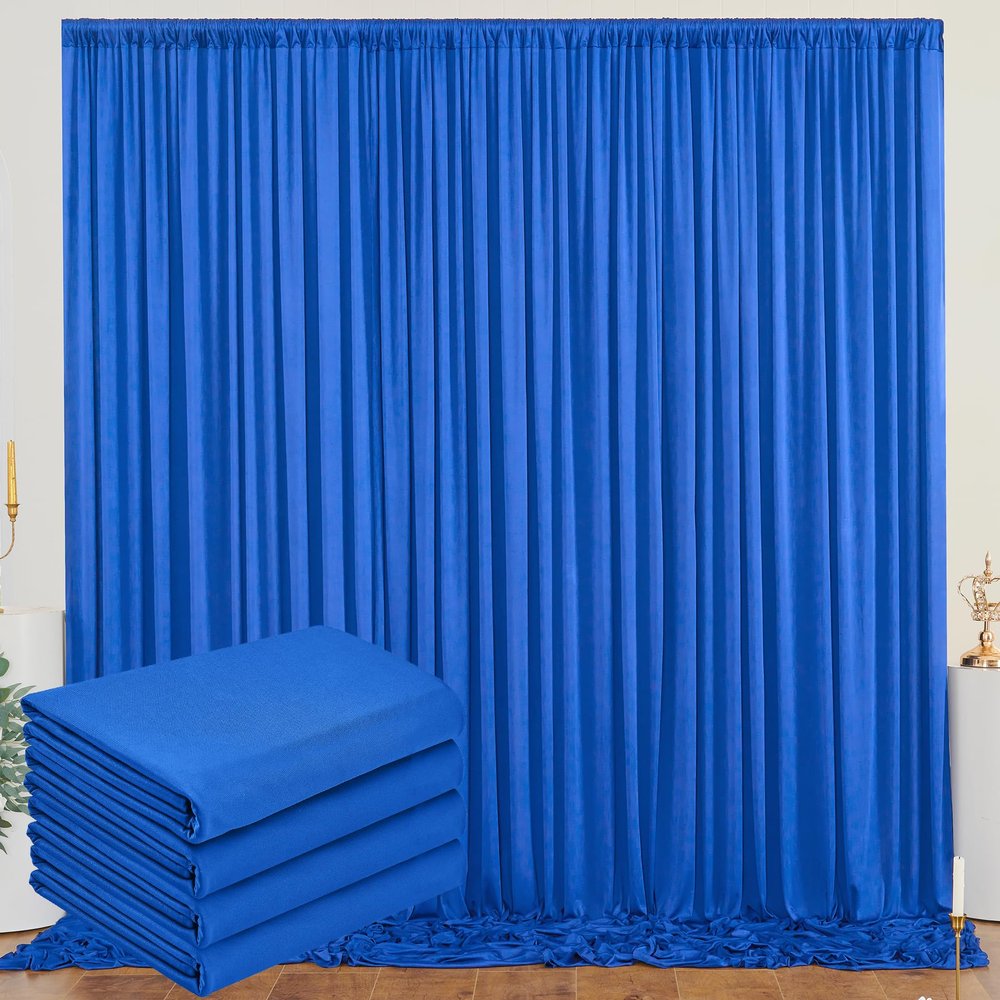 10ftx20ft Royal Blue Backdrop Curtain Panels for Parties, 4 Panels 5ftx10ft Wrinkle Free Polyester Photography Backdrop Drapes for Wedding Birthday Party