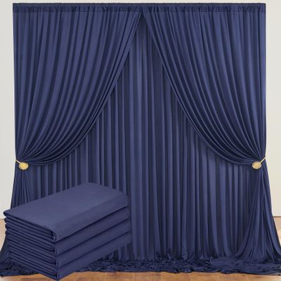 10ftx20ft Navy Blue Backdrop Curtain Panels for Parties, 4 Panels 5ftx10ft Wrinkle Free Polyester Photography Backdrop Drapes for Wedding Birthday Party