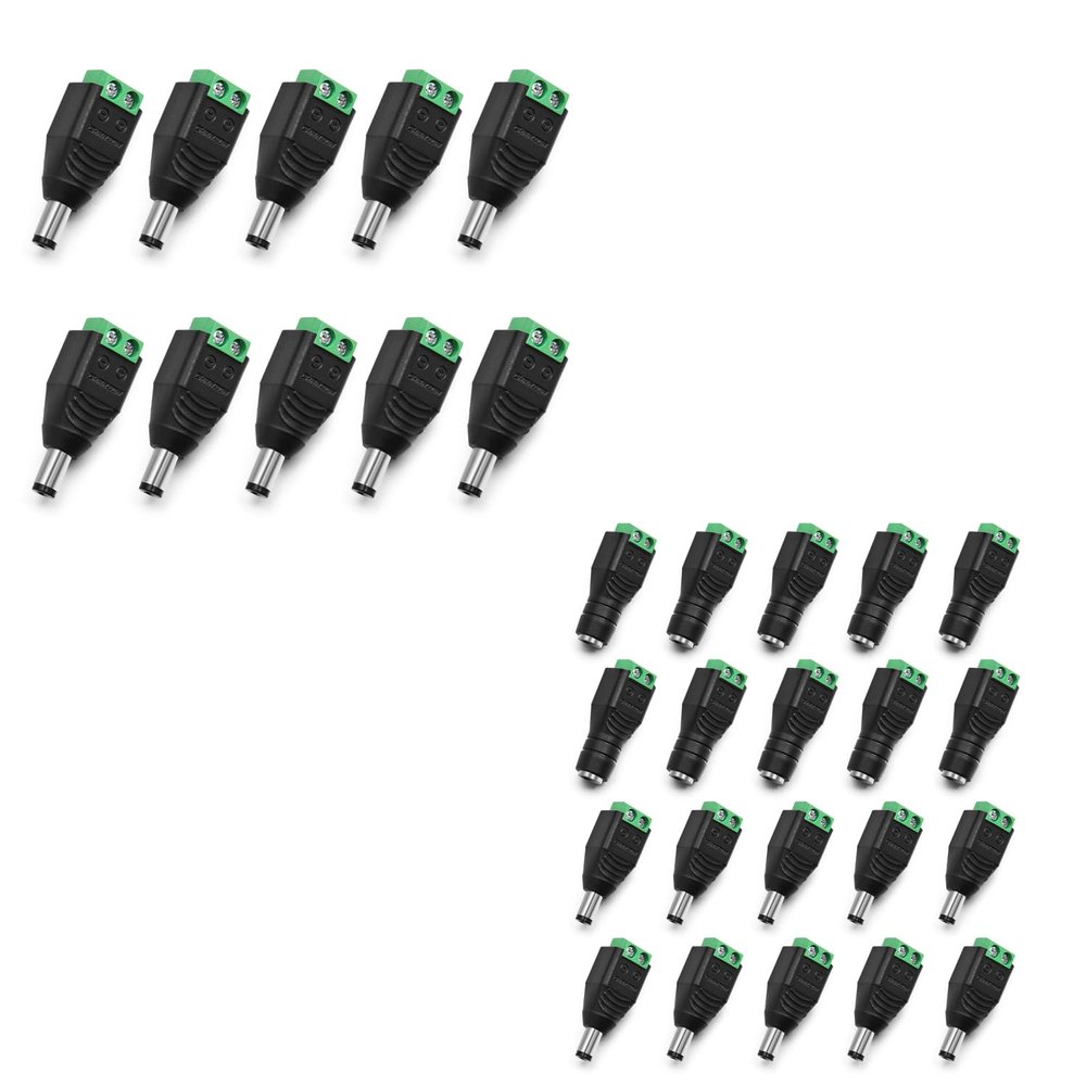 CHANZON 10 Pairs Male and Female + 10 Pcs Male 12V DC Power Jack Connector 5.5mm x 2.1mm 24V Socket for Led Light Strip CCTV Security Camera Cable Wire Ends Plug Barrel Adapter