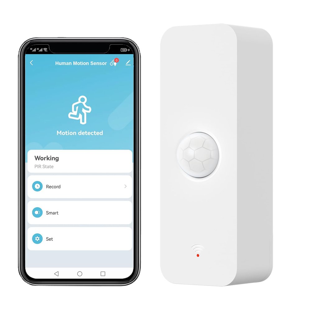 WiFi Motion Sensor, Smart Motion Detector for Home Security, Wireless Motion Sensor App Remote Monitor, Voice Command Compatible with Alexa. 1 Pack