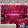 Happy Valentine's Day Banner Backdrop 6x4FT Red Glitter Heart Valentines Photography Background Valentines Theme Party Decorations Couple Studio Portrait Pictures Shoot Props view 1