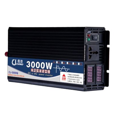 3000W 4000W 5000W Inverter 12V 24V 48V 60V 110V 220V Pure Sine Power Inverter Pure Sine Wave Voltage Transformer with Dual AC Sockets and LCD Display for Car, Camping, Travel,3000W-12Vto110V