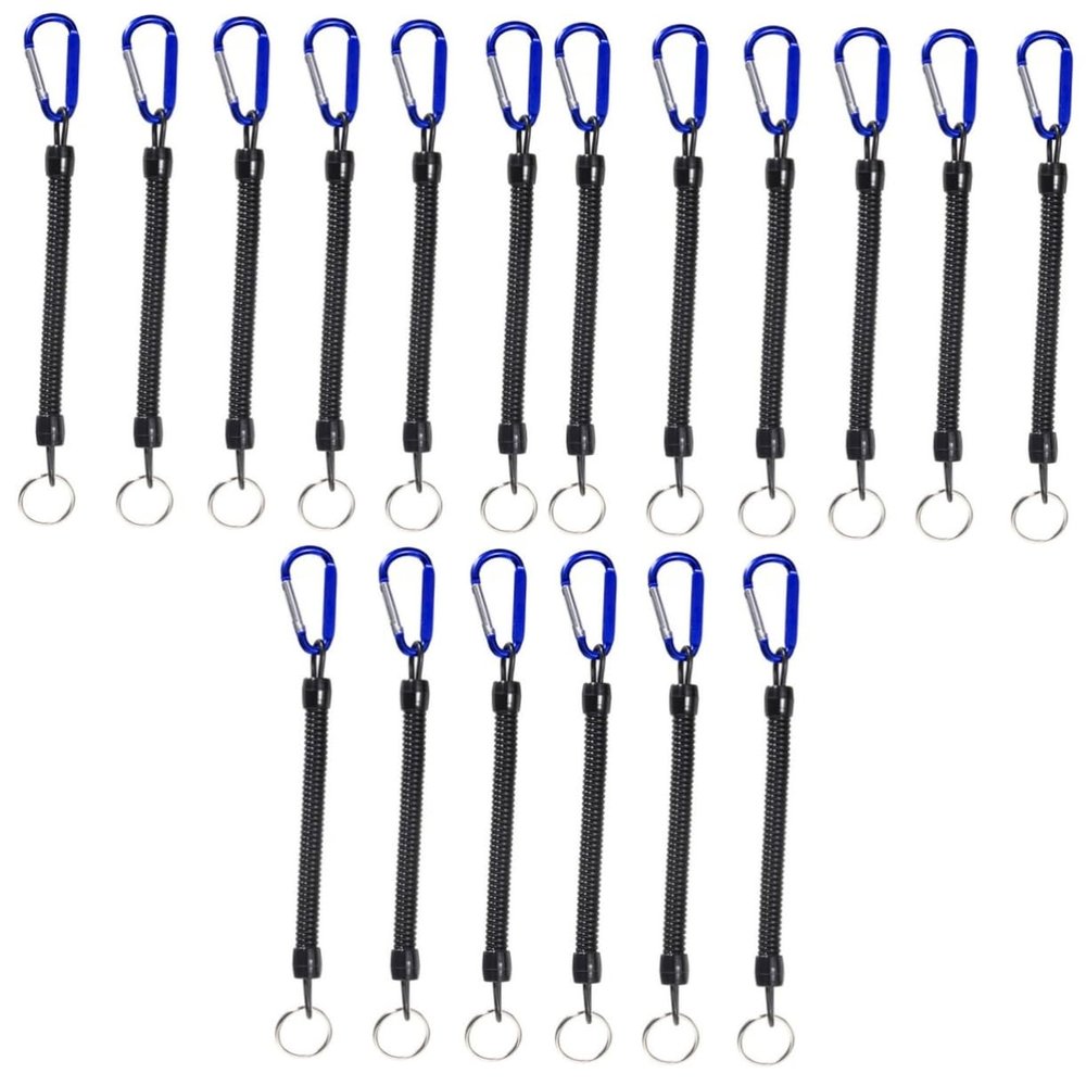 FAVOMOTO 18pcs Retractable Elastic Ropes Keychains -Lost Phone Spring Security Gear for Outdoor Activities Fishing Camping and Hiking