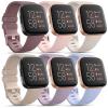 6 Pack Sport Bands Compatible with Fitbit Versa 2 / Fitbit Versa / Versa Lite / Versa SE, Classic Soft Silicone Replacement Wristbands (Small, Starlight/Milk Tea/Smoke Violet/Sand Pink/Baby Blue/Light view 1