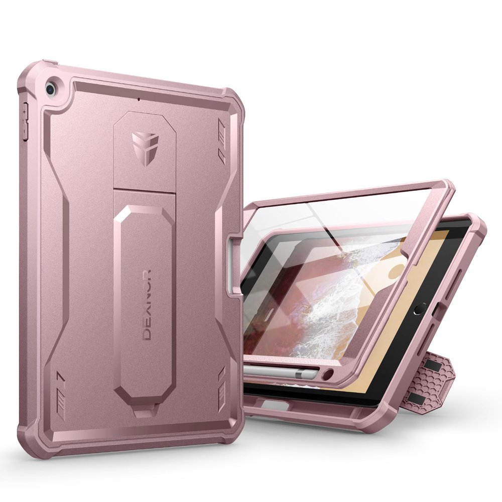 Dexnor for iPad 9.7 Inch 6th /5th Generation(2018/2017), [Built in Screen Protector & Kickstand] with Pen Holder Heavy Duty Shockproof Full Body Protective Cover for iPad 6th Generation Case-Pink