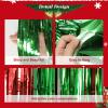 4 Pack Christmas Metallic Tinsel Foil Fringe Curtains 3.36.5 ft Red Green Tinsel Fringe Photo Backdrop Decor Streamer for Christmas New Year Ugly Sweater Birthday Wedding Holiday Party Decorations view 2