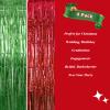4 Pack Christmas Metallic Tinsel Foil Fringe Curtains 3.36.5 ft Red Green Tinsel Fringe Photo Backdrop Decor Streamer for Christmas New Year Ugly Sweater Birthday Wedding Holiday Party Decorations view 4