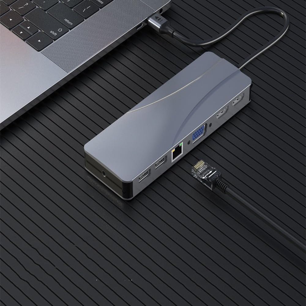 GXMRHWY 14 in 1 Type-C Extended Dock 60W PD+Multimedia Interface+VGA USB C HUB Expansion