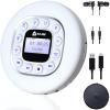KLIM Journey + Portable CD Player Walkman with Long-Lasting Battery + New + w/Headphones + Radio FM + Compatible MP3 CD Player + SD Card, FM Transmitter, Bluetooth + Ideal for Cars - White view 1