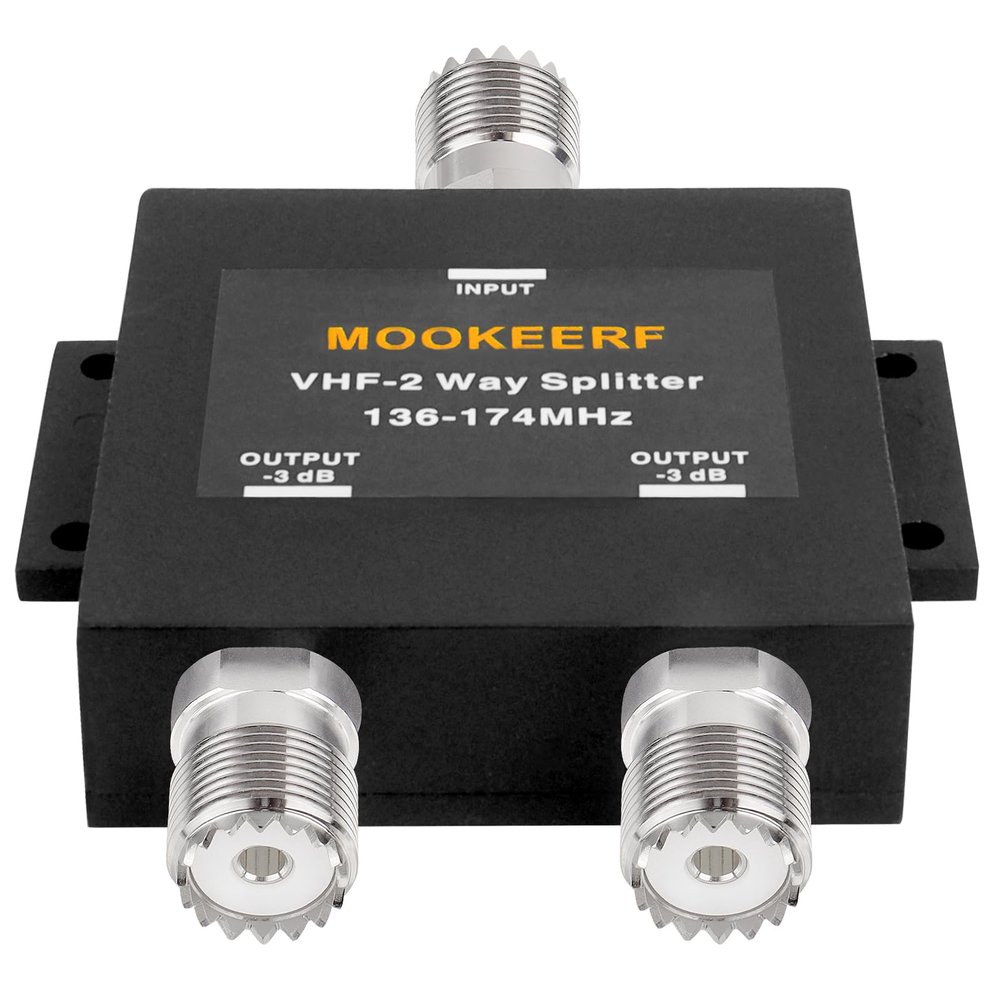 MOOKEERF VHF-2 Way Splitter for 136-174MHz HAM CB or VHF Radio 50 Ohm VHF Splitter with UHF Female (SO-239) Connector