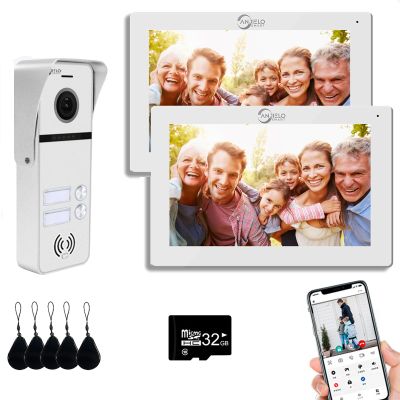 ANJIELO SMART Wireless Apartment Video Doorbell Intercom System, 2 Units 7 Inch Touch Monitor, Indoor Outdoor Support Monitoring, Unlock, Dual Way Intercom, Video Door Phone Kit for Home Villa