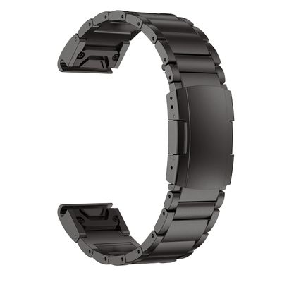 GUMMMY QuickFit Strap 26mm 22mm Titanium Metal Stainless Steel Bands For Garmin Fenix 6 6X Pro 5X plus Smart Band Bracelet Watchband (Color : Black, Size : 22mm Width)