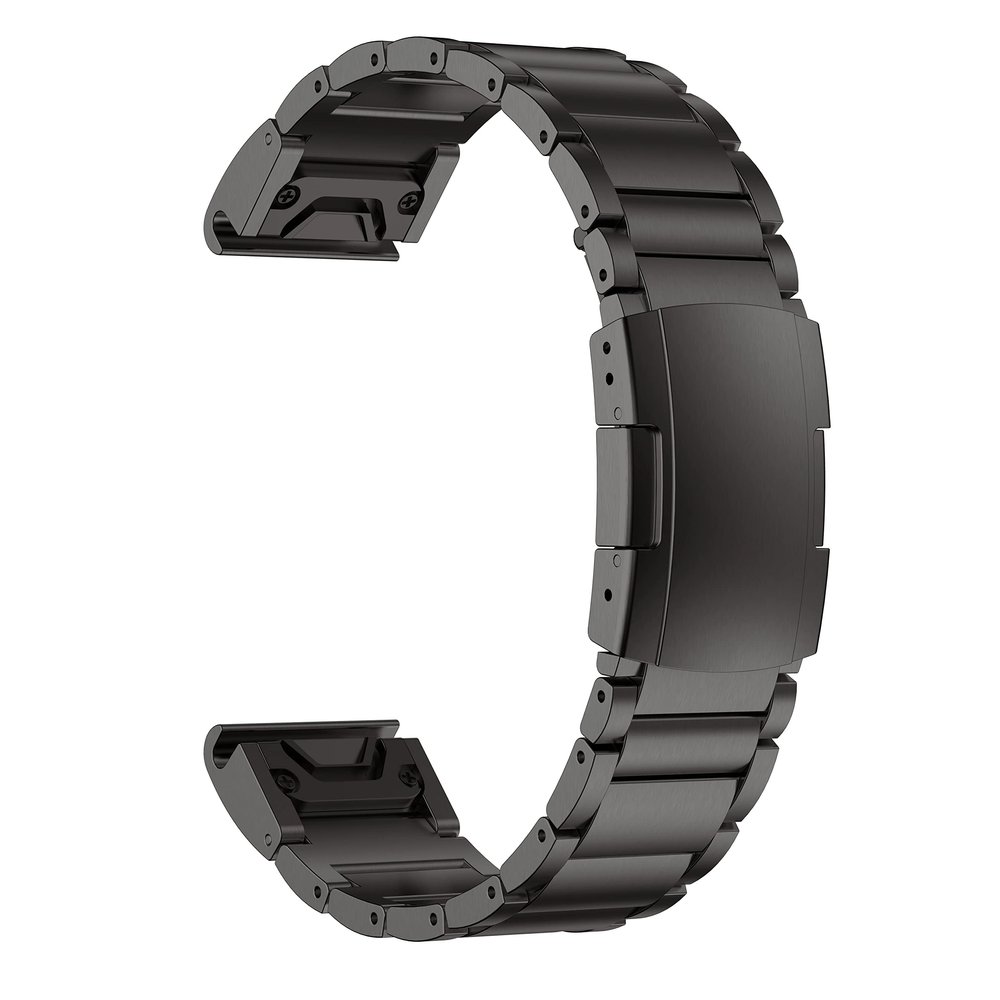 GUMMMY QuickFit Strap 26mm 22mm Titanium Metal Stainless Steel Bands For Garmin Fenix 6 6X Pro 5X plus Smart Band Bracelet Watchband (Color : Black, Size : 22mm Width)