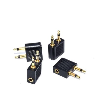 10pcs/lot Portable Aircraft Aviation Headset Conversion Plug 3.5mm Aircraft Audio Adapter Gold Plated Male to Female Converter