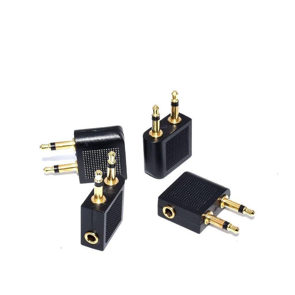 10pcs/lot Portable Aircraft Aviation Headset Conversion Plug 3.5mm Aircraft Audio Adapter Gold Plated Male to Female Converter