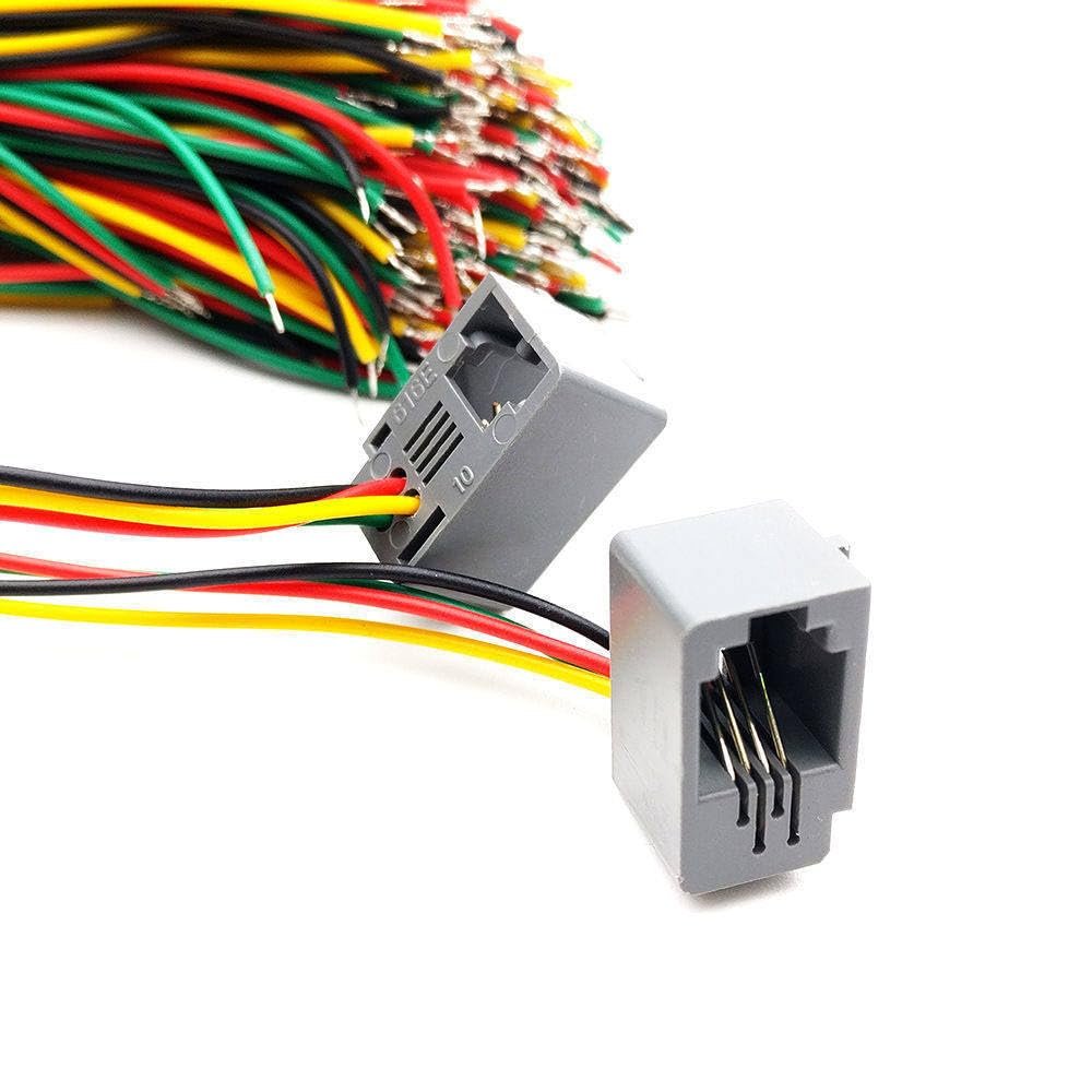 100pcs/lot 4 Pins RJ11 PCB Mounting Type RJ11 4P4C Modular Telephone Adaptors Connectors Jack with Cable 616E-4P4C 150mm Length