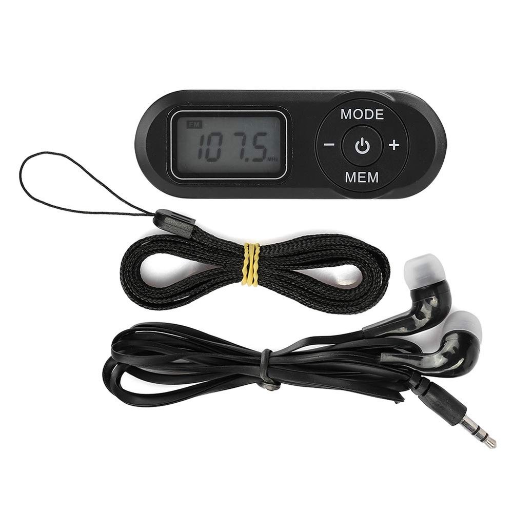 LJCM Portable Black FM Radio, DSP 1.1 inch LCD Digital FM Radio Music Player with Earphones for Walking, Jogging, Exercising