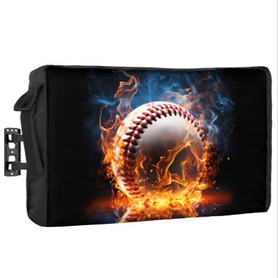 Outdoor TV Cover 40-43 Inch Weatherproof, Baseball Oxford Heavy Duty Waterproof Outside Flat Screen TV Cover Protector for Television Outdoor Accessories Sports Theme Gradient Orange Blue Black