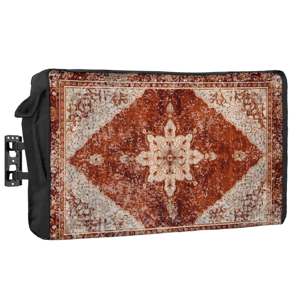 Outdoor TV Cover 40-43 Inch Weatherproof, Geometric Oxford Heavy Duty Waterproof Outside Flat Screen TV Cover Protector for Television Outdoor Accessories Retro Classic Historical Oriental Painting