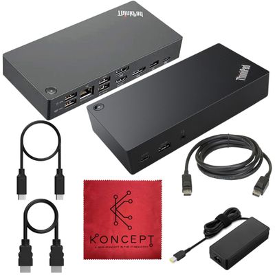 40AS0090US Lenovo Thinkpad Docking Station USB-C Gen 2-1 Year Warranty - Thinkpad Thunderbolt 3 Dock, HDMI, DisplayPort & USB C Cable - Universal Docking Station (Renewed)