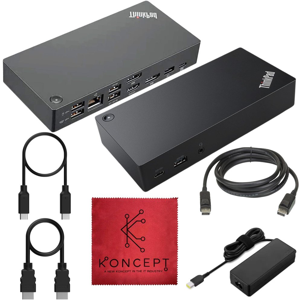 40AS0090US Lenovo Thinkpad Docking Station USB-C Gen 2-1 Year Warranty - Thinkpad Thunderbolt 3 Dock, HDMI, DisplayPort & USB C Cable - Universal Docking Station (Renewed)