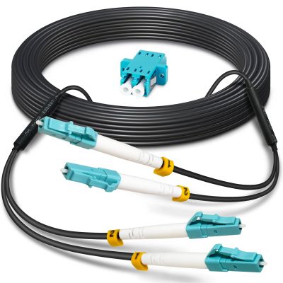 10 Meters Armored Fiber Patch Cable OM3, LC to LC Fiber Optic Cable Cord 10GB/Gigabit Multimode Jumper Duplex 50/125um, Multi Mode Outdoor OM3 LC Fiber 30 Foot