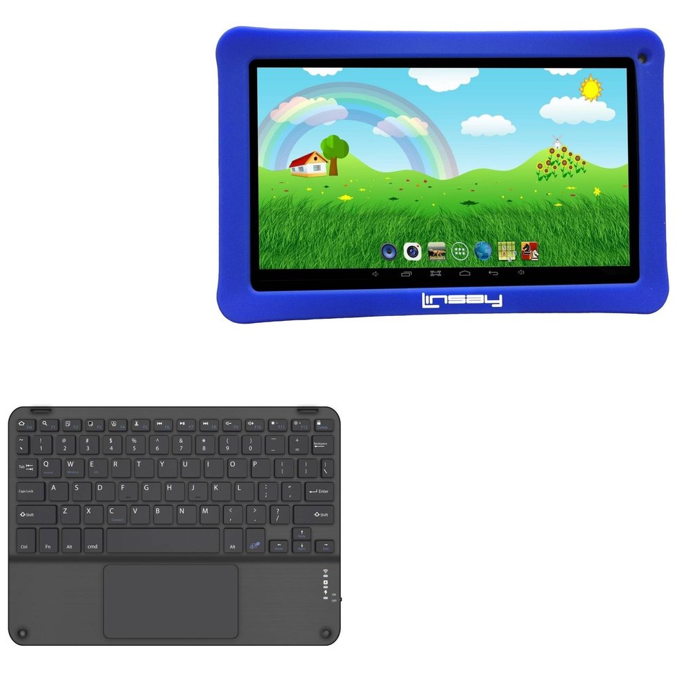 BoxWave Keyboard Compatible with Linsay Kids Android Tablet (10.1 in) - SlimKeys Bluetooth Keyboard with Trackpad, Portable Slim TouchPad - Jet Black