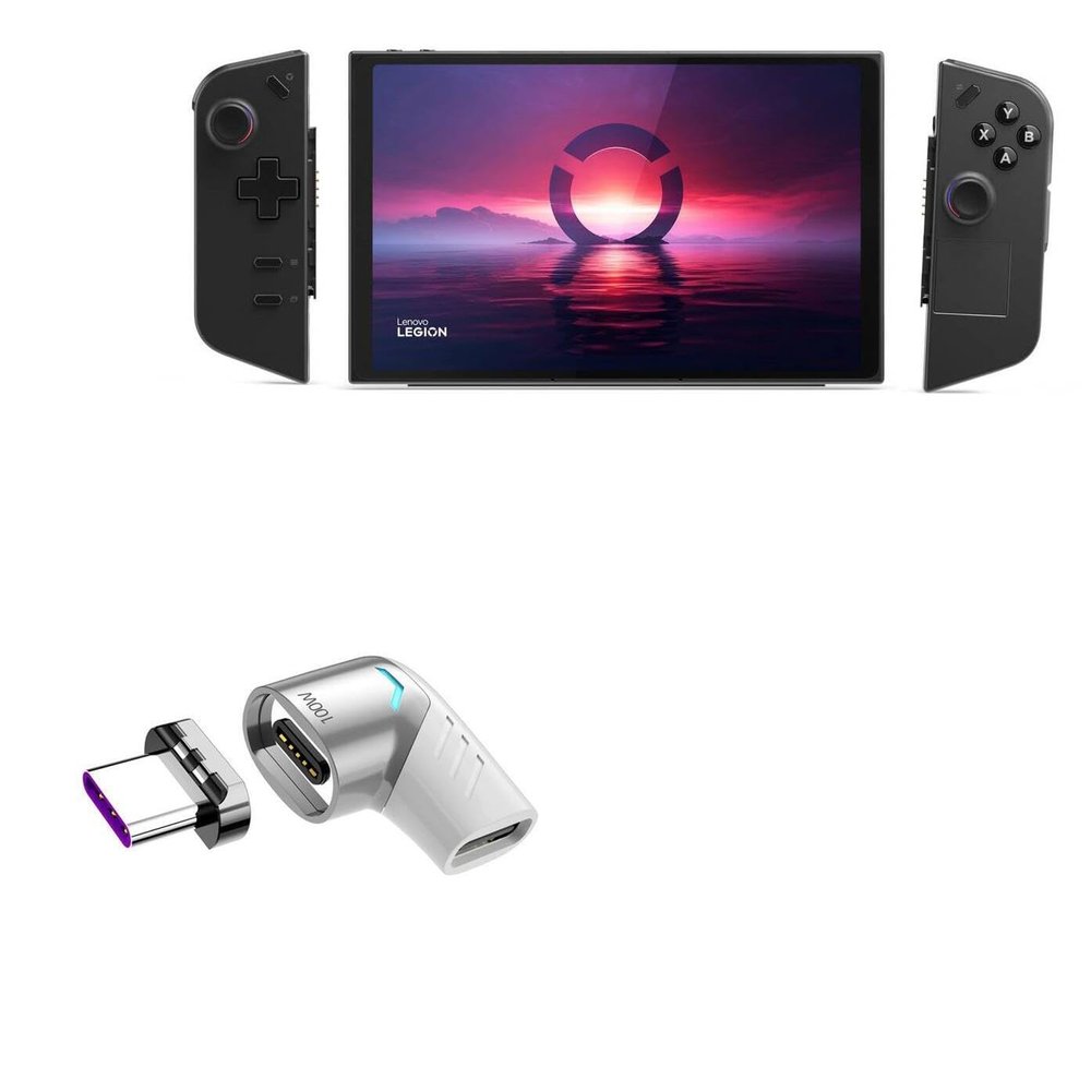 BoxWave Adapter Compatible with Lenovo Legion Go - MagnetoSnap PD Angle Adapter, Magnetic Charging Connector Device Saver - Metallic Silver
