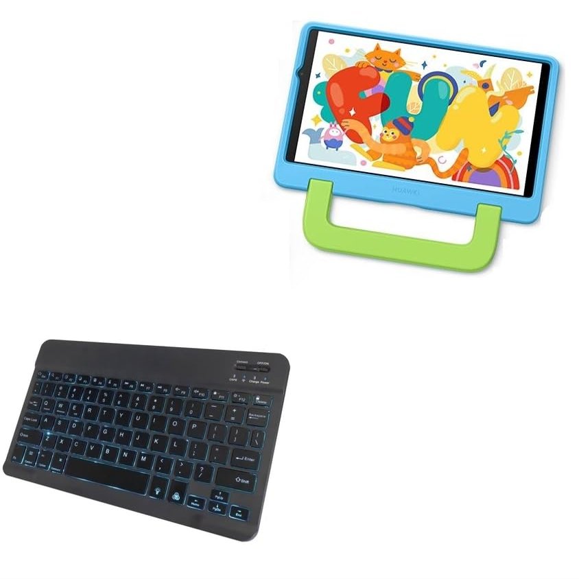 BoxWave Keyboard Compatible with Huawei MatePad T8 Kids (8 in) - SlimKeys Bluetooth Keyboard - with Backlight, Portable Slim LED 7 Colors - Jet Black