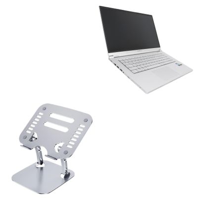 BoxWave Stand and Mount Compatible with Slimbook Prox (15.6 in) - Executive VersaView Laptop Stand, Ergonomic Adjustable Viewing Angle Metallic Riser - Metallic Silver