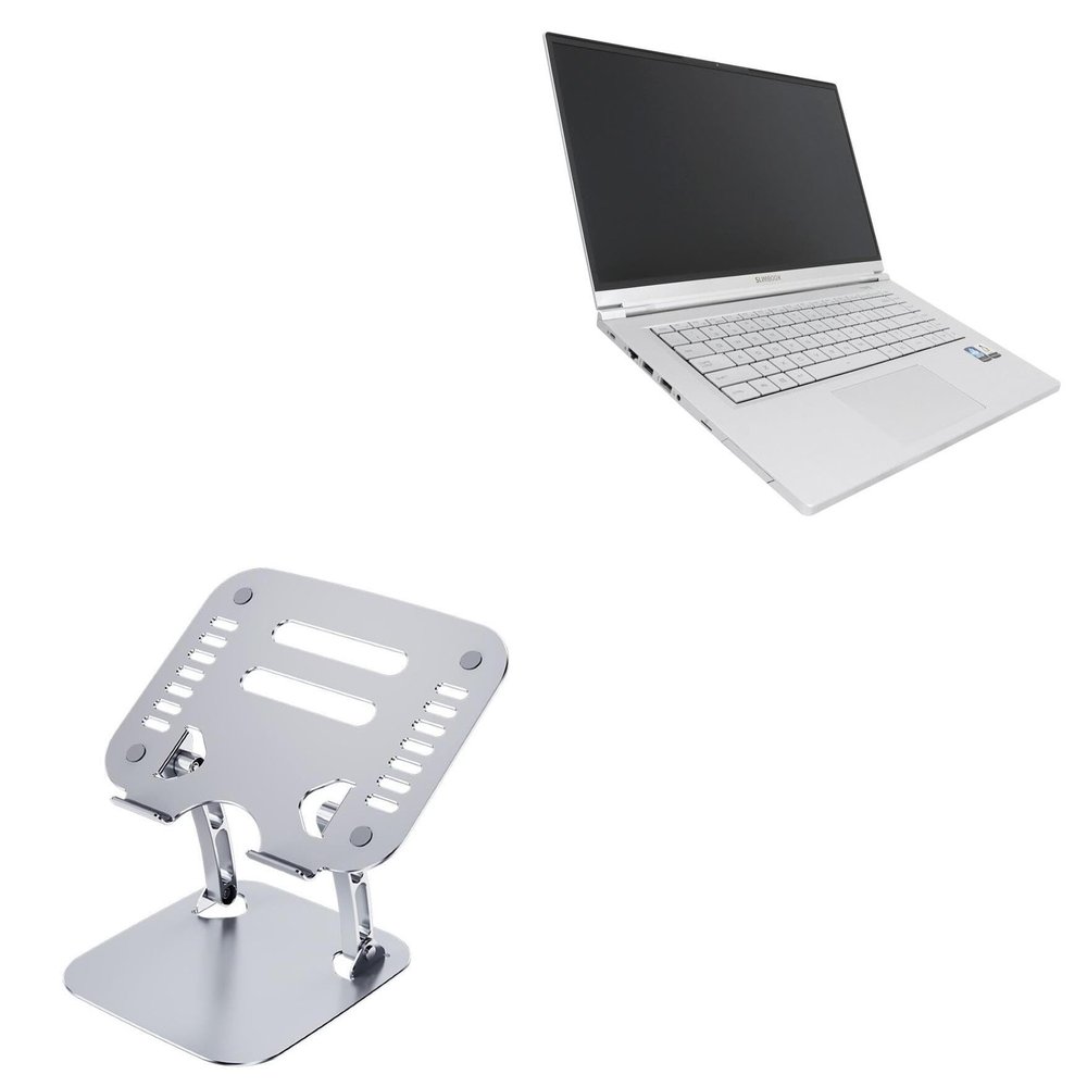 BoxWave Stand and Mount Compatible with Slimbook Prox (15.6 in) - Executive VersaView Laptop Stand, Ergonomic Adjustable Viewing Angle Metallic Riser - Metallic Silver