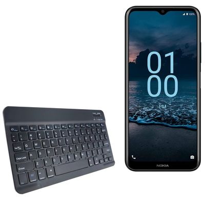 BoxWave Keyboard Compatible with Nokia G100 - SlimKeys Bluetooth Keyboard, Portable Thin with Chiclet-Style Keys - Jet Black