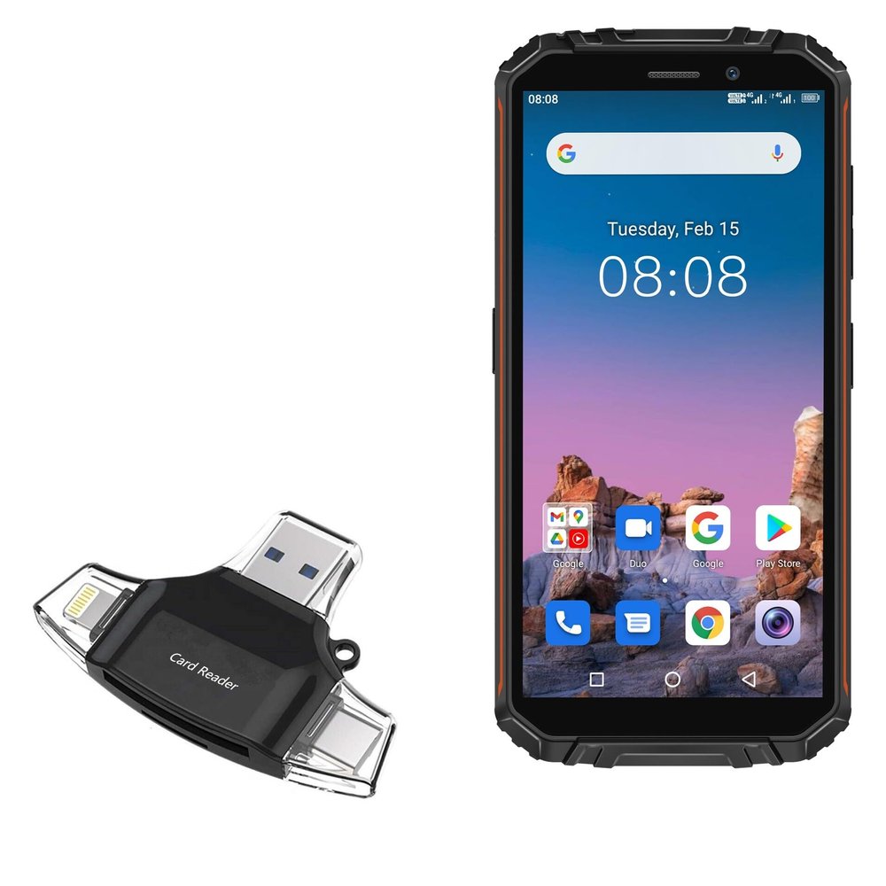 BoxWave Smart Gadget Compatible with Oukitel WP18 - AllReader SD Card Reader, microSD Card Reader SD Compact USB - Jet Black